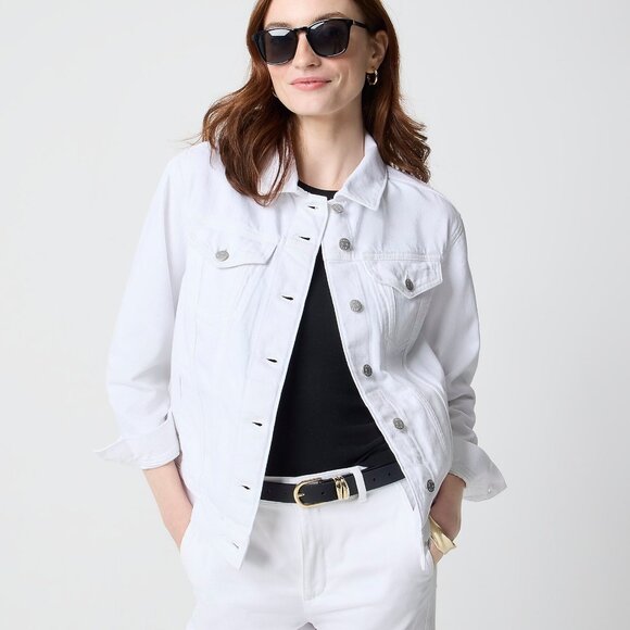 J. Crew Relaxed Denim Jacket in White - Picture 1 of 4